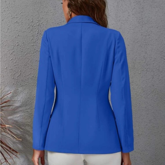 Lapel Collar Double Breasted Gold Button Blazer - Picture 12 of 13